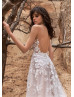 Ivory Embroidery Lace Tulle Deep V Back Chic Wedding Dress